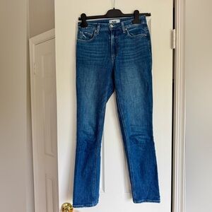 Paige Cropped Slim Cut Blue Denim Jeans